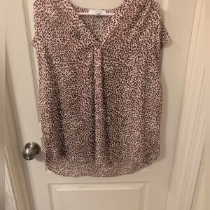 Chaps Women's Top with Brown and White Pattern